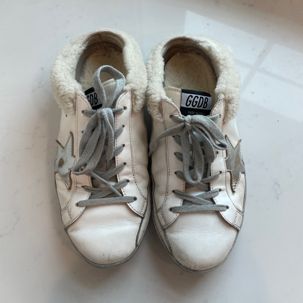 Golden Goose GGDB Superstar Sabot Shearling Slide White Sneakers Size 37